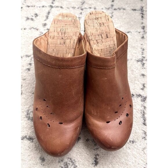 Womens Korks Brandi Clogs Brown Leather Platform Mules Slip On Size 10 M - Picture 7 of 7